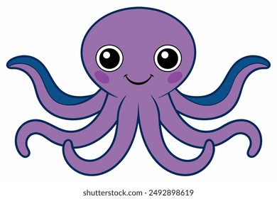 Colourful octopus vector with detailed tentacles, perfect for t-shirt designs, children’s books, and educational materials. Ideal for ocean and marine life themes.