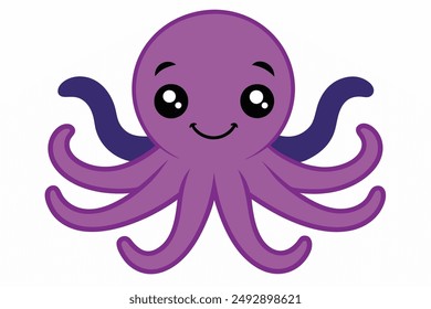 Colourful octopus vector with detailed tentacles, perfect for t-shirt designs, children’s books, and educational materials. Ideal for ocean and marine life themes.