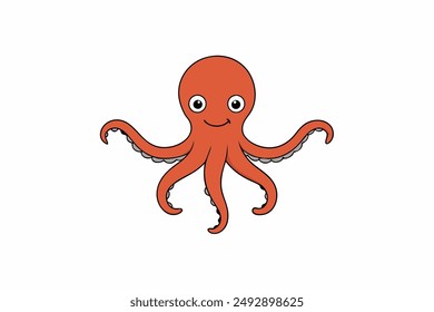 Colourful octopus vector with detailed tentacles, perfect for t-shirt designs, children’s books, and educational materials. Ideal for ocean and marine life themes.