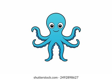 Colourful octopus vector with detailed tentacles, perfect for t-shirt designs, children’s books, and educational materials. Ideal for ocean and marine life themes.