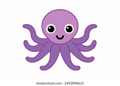 Colourful octopus vector with detailed tentacles, perfect for t-shirt designs, children’s books, and educational materials. Ideal for ocean and marine life themes.