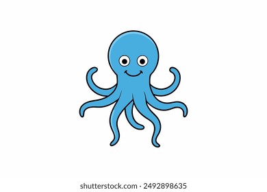 Colourful octopus vector with detailed tentacles, perfect for t-shirt designs, children’s books, and educational materials. Ideal for ocean and marine life themes.