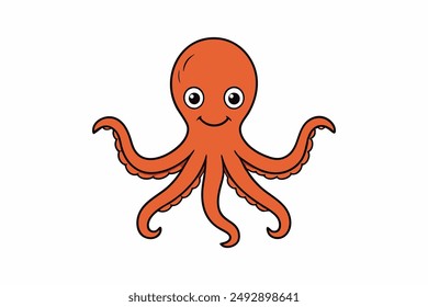 Colourful octopus vector with detailed tentacles, perfect for t-shirt designs, children’s books, and educational materials. Ideal for ocean and marine life themes.