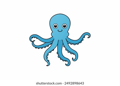 Colourful octopus vector with detailed tentacles, perfect for t-shirt designs, children’s books, and educational materials. Ideal for ocean and marine life themes.