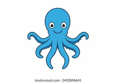 Colourful octopus vector with detailed tentacles, perfect for t-shirt designs, children’s books, and educational materials. Ideal for ocean and marine life themes.