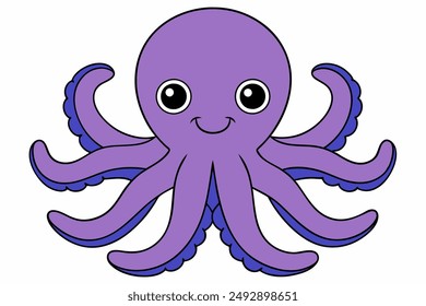 Colourful octopus vector with detailed tentacles, perfect for t-shirt designs, children’s books, and educational materials. Ideal for ocean and marine life themes.