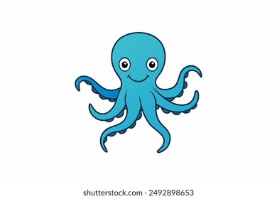 Colourful octopus vector with detailed tentacles, perfect for t-shirt designs, children’s books, and educational materials. Ideal for ocean and marine life themes.