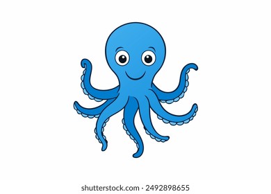 Colourful octopus vector with detailed tentacles, perfect for t-shirt designs, children’s books, and educational materials. Ideal for ocean and marine life themes.