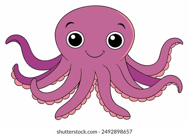 Colourful octopus vector with detailed tentacles, perfect for t-shirt designs, children’s books, and educational materials. Ideal for ocean and marine life themes.