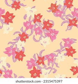 Colorful Oriental Floral fondo de patrón sin costura para textiles de moda, gráficos, antecedentes y artesanías