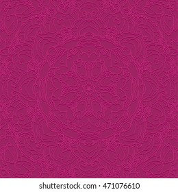 Colourful outline vector mandala. Round Ornament Pattern. Vintage decorative hand drawn background. Islam, Arabic, Indian, ottoman motif. Fuchsia texture for banner, wedding invitation, greeting card