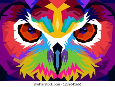 Colourful Owl Pop Art Style - Illustration