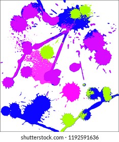 Colourful paint blobs, vector abstract art isolated on white background. Paint splat set hand drawn. Splat drop vector.