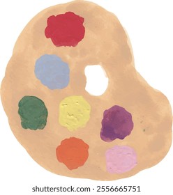 colourful paint palette painting hand drawn watercolour illustration