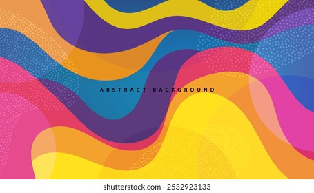Farbiger abstrakter Hintergrund. Muster in Vollfarbe Regenbogen Spektrum Farben. flüssige Formen. Futuristische Plakate. Handgezeichnet verschiedene Formen und doodle Objekte. Vektorabstrakt.