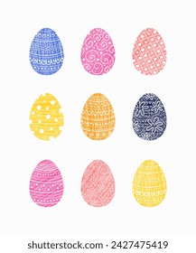 Colourful painted Easter eggs icon set. Vector illustration