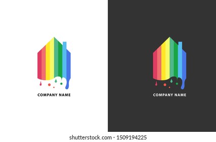 Colourful painted house logo, isolated. House vector image