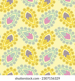 Colourful Paisley abstract seamless pattern design for fashion textiles, graphics, backgrounds and crafts