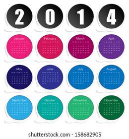colourful paper 2014 calendar vector