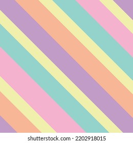 Colourful pastel diagonal stripes background. Colourful pattern. Print design. Wallpaper design. Vector. Seamless vector.  Pastel colour. Rainbow. Simply.