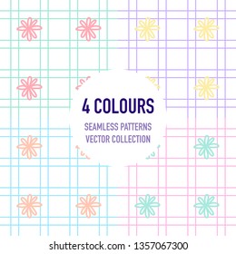 Colourful pastel geometric abstract floral stripe rectangle square seamless pattern texture textile hand draw repeat background wallpaper vector illustration creative graphic design collection pack