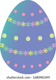 Colourful pastel single easter egg vector graphic. It is purple, blue, pink, yellow, green. Cute simple design for the festive season.