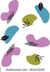 Colourful pattern with leaves. Abstract contemporary modern trendy vector illustration design style. 