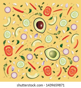 Colourful pattern Raw Food Background Template Vector Illustration