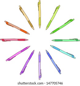 Colourful of pen wheel. Vector Illustration