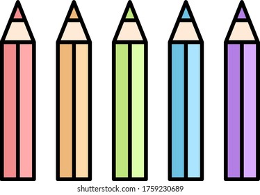 Colourful pencils pastel simple vector 