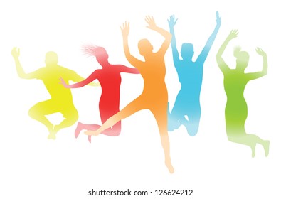 Colourful People Jumping Stock Vector (Royalty Free) 126624212 ...