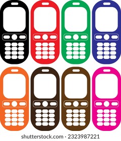Colourful phone mobile cell cellular icon transparent background EPS Vector art Pack