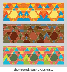 Colourful Polygon Banner Set of Three Vector Illustration