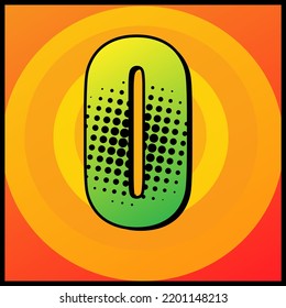 Colourful pop art style letter O. Hand-drawn vector illustration.