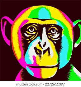 colourful pop art style monkey 