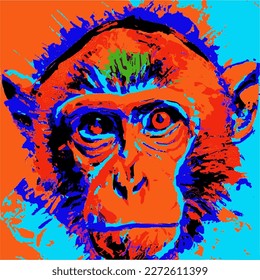 colourful pop art style monkey 