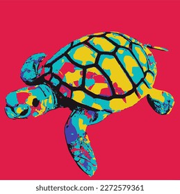 colourful pop art style turtle