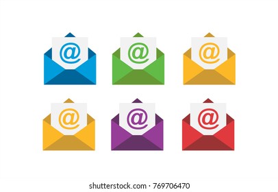Colourful postal envelopes used in mail in vector graphics