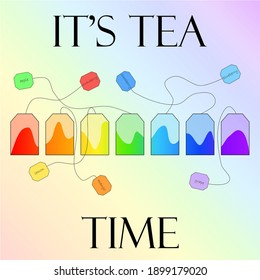 Colourful poster with rainbow teabags