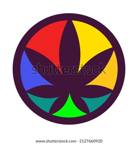 colourful pot  leaves circle icon