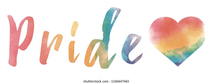 Colourful pride lettering on watercolour