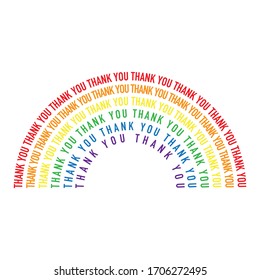 Colourful rainbow made from thank you message