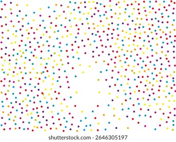 Colourful Random, chaotic polka dot, round glitter, confetti.. Bright background  for party invites, wedding, cards, phone Wallpapers. Vector illustration. Typographic design.