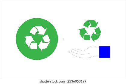 Colourful Recycle Marks and blue hand