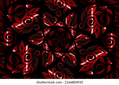 colourful red caleidoscope gradient abstract line art pattern of indonesian culture traditional tenun batik ethnic dayak ornament for wallpaper ads background 