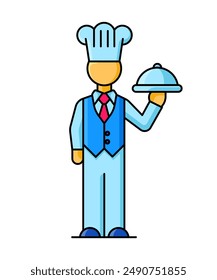 colourful restaurants waiter icon, chef's symbol 
