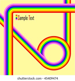 A colourful retro background with rainbow coloured lines on a lemon base
