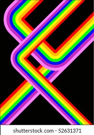 Un fondo retro colorido con líneas de color arcoiris sobre una base negra