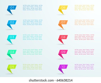 Colourful Ribbon Standing With Number Bullet Points 1 to 10