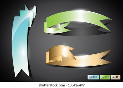 Colourful ribbons for web design on black background, EPS 10